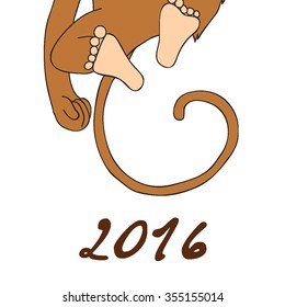 2016 Happy New Year of the Chinese Calendar Monkey Christmas Card Vector
