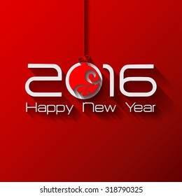 2016 Happy New Year Christmas Ball greeting card or background. 