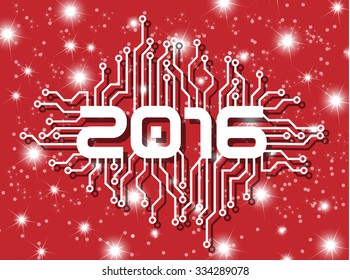 2016 HAPPY NEW YEAR CIRCUIT WITH STARS RED