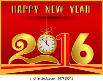 2016 Happy New Year with clock