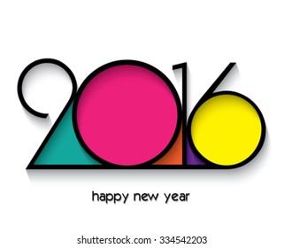 2016 Happy New Year design for greetings card isolated on white background