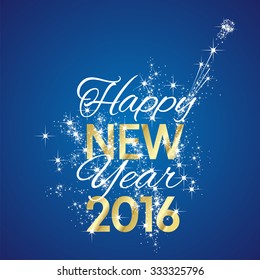 2016 Happy New Year firework blue background