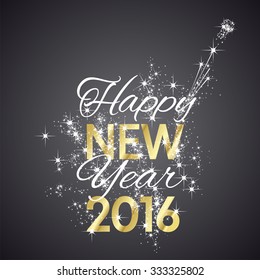 2016 Happy New Year firework black background