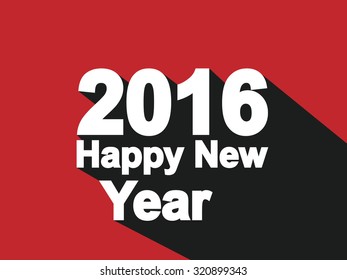 2016 HAPPY NEW YEAR FLAT STYLE SIMPLE RED