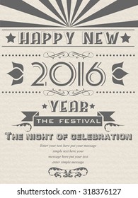 2016 HAPPY NEW YEAR FLAYER VINTAGE RETRO POSTER