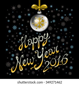 2016 Happy New Year glowing background. Vector illustration EPS 10 art