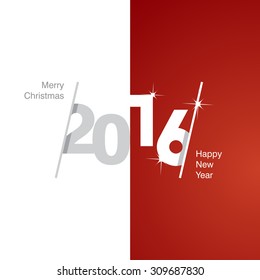 2016 Happy New Year gray white red background