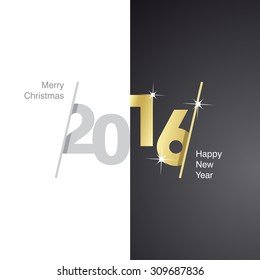 2016 Happy New Year gray gold black background