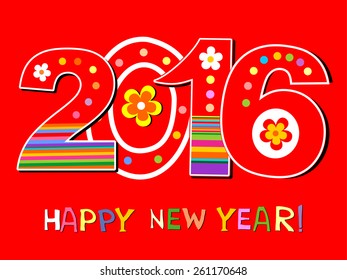 2016 Happy New Year greeting card or background. Vector illustration