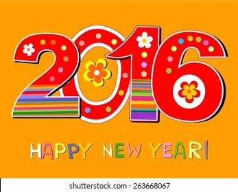 2016 Happy New Year greeting card or background. Vector illustration