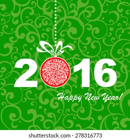 2016 Happy New Year greeting card or background. Vector illustration