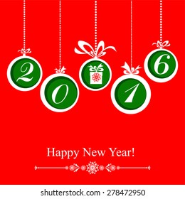 2016 Happy New Year greeting card or background. Vector illustration
