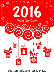 2016 Happy New Year greeting card. Vector Illustration