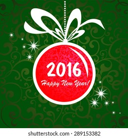 2016 Happy New Year greeting card or background. Vector illustration