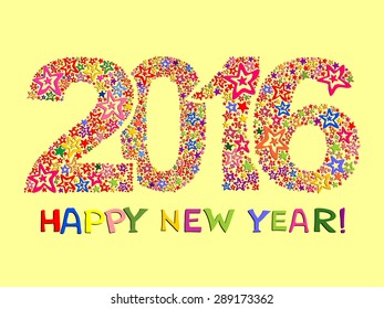 2016 Happy New Year greeting card or background. Vector illustration