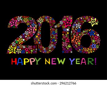 2016 Happy New Year greeting card or background. Vector illustration