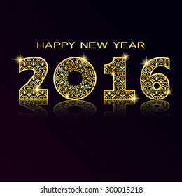 2016 Happy New Year greeting card or background. illustration