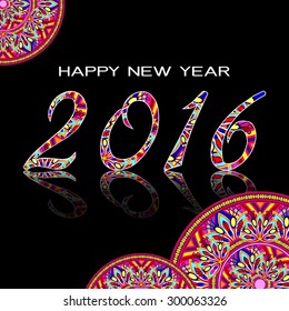 2016 Happy New Year greeting card or background. illustration