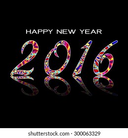 2016 Happy New Year greeting card or background. illustration