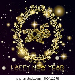 2016 Happy New Year greeting card or background. illustration