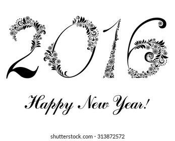 2016 Happy New Year greeting card or background. Vector illustration