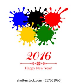 2016 Happy New Year greeting card. Vector illustration