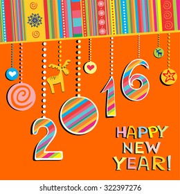 2016 Happy New Year greeting card or background. Vector illustration 