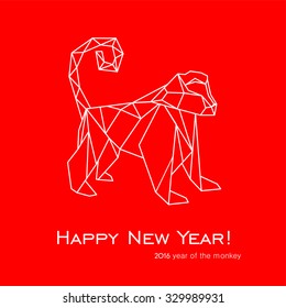 2016 Happy New Year greeting card. Celebration background with monkey and place for your text. Vector Illustration