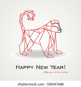 2016 Happy New Year greeting card. Celebration background with monkey and place for your text. Vector Illustration