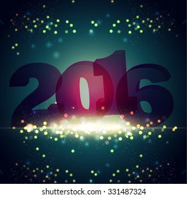 2016 Happy New Year greeting card design or calebration flyer with eps 10.