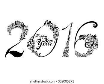 2016 Happy New Year greeting card or background. Vector illustration