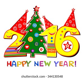 2016 Happy New Year greeting card. Vector illustration