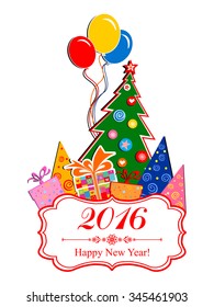 2016 Happy New Year greeting card or background. Vector illustration