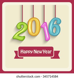 2016 Happy New Year greeting card.