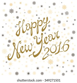 2016 Happy New Year greeting card with gold  EPS10 art