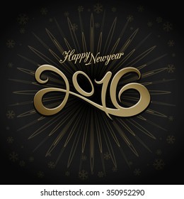 2016 happy new year greeting on black background