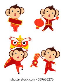 2016 Happy New Year greeting - the year of monkey