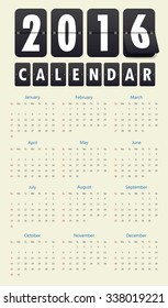 2016 Happy New Year mechanical timetable calendar.vector\illustration.