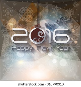 2016 Happy New Year Merry Christmas Ball greeting card or background. 