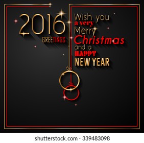 2016 Happy New Year and Merry Christmas Background for your seasonal wallpapers, greetings card, dinner invitations, pary flyers, covers and so on.
