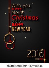 2016 Happy New Year and Merry Christmas Background for your seasonal wallpapers, greetings card, dinner invitations, pary flyers, covers and so on.