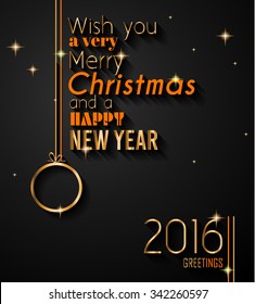 2016 Happy New Year and Merry Christmas Background for your seasonal wallpapers, greetings card, dinner invitations, pary flyers, covers and so on.