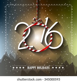 2016 Happy New Year and Merry Christmas Background for your seasonal wallpapers, greetings card, dinner invitations, pary flyers, covers and so on.