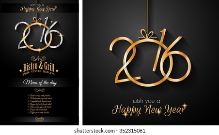 2016 Happy New Year and Merry Christmas Background for Seasonal Greetings Cards, Parties Flyer, Dinner Event Invitations, Xmas Cards and sp on.