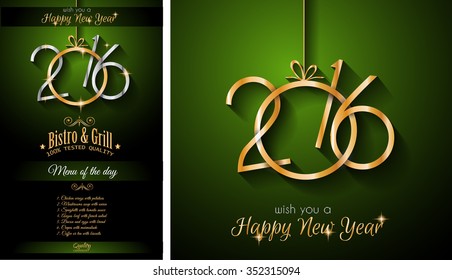 2016 Happy New Year and Merry Christmas Background for Seasonal Greetings Cards, Parties Flyer, Dinner Event Invitations, Xmas Cards and sp on.