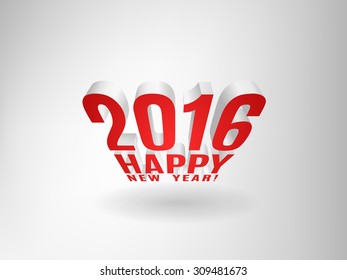2016 Happy New Year message three dimensional composition. Vector EPS10.