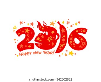 2016 happy new year numbers design.
