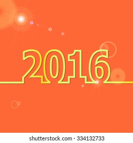 2016 Happy New Year on orange background, stock vector