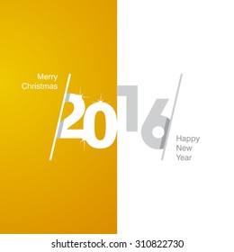 2016 Happy New Year orange white gray background