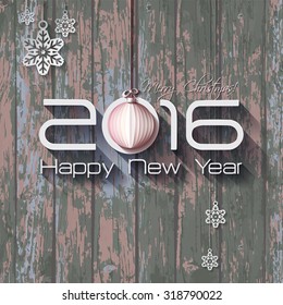 2016 Happy New Year Origami Merry Christmas Ball greeting card and background.